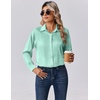 Zeagoo Womens Tops Long Sleeve Satin Silk Button Down Shirts Dressy Blouses(Ice Green)