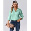 Zeagoo Womens Tops Long Sleeve Satin Silk Button Down Shirts Dressy Blouses(Ice Green)