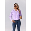 Zeagoo Womens Tops Long Sleeve Satin Silk Button Down Shirts Dressy Blouses(Lavender)