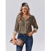 Zeagoo Womens Tops Long Sleeve Satin Silk Button Down Shirts Dressy Blouses(Leopard)