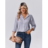 Zeagoo Womens Tops Long Sleeve Satin Silk Button Down Shirts Dressy Blouses(Light Grey)