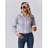 Zeagoo Womens Tops Long Sleeve Satin Silk Button Down Shirts Dressy Blouses(Light Grey)