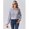 Zeagoo Womens Tops Long Sleeve Satin Silk Button Down Shirts Dressy Blouses(Light Grey)