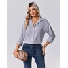 Zeagoo Womens Tops Long Sleeve Satin Silk Button Down Shirts Dressy Blouses(Light Grey)