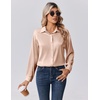Zeagoo Womens Tops Long Sleeve Satin Silk Button Down Shirts Dressy Blouses(Light Khaki)