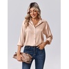 Zeagoo Womens Tops Long Sleeve Satin Silk Button Down Shirts Dressy Blouses(Light Khaki)