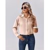 Zeagoo Womens Tops Long Sleeve Satin Silk Button Down Shirts Dressy Blouses(Light Khaki)