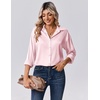 Zeagoo Womens Tops Long Sleeve Satin Silk Button Down Shirts Dressy Blouses(Light Pink)