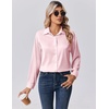 Zeagoo Womens Tops Long Sleeve Satin Silk Button Down Shirts Dressy Blouses(Light Pink)