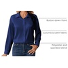 Zeagoo Womens Tops Long Sleeve Satin Silk Button Down Shirts Dressy Blouses(Navy Blue)