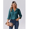 Zeagoo Womens Tops Long Sleeve Satin Silk Button Down Shirts Dressy Blouses(Peacock Blue)