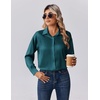 Zeagoo Womens Tops Long Sleeve Satin Silk Button Down Shirts Dressy Blouses(Peacock Blue)