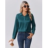 Zeagoo Womens Tops Long Sleeve Satin Silk Button Down Shirts Dressy Blouses(Peacock Blue)