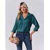 Zeagoo Womens Tops Long Sleeve Satin Silk Button Down Shirts Dressy Blouses(Peacock Blue)