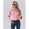 Zeagoo Womens Tops Long Sleeve Satin Silk Button Down Shirts Dressy Blouses(Pink)