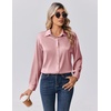 Zeagoo Womens Tops Long Sleeve Satin Silk Button Down Shirts Dressy Blouses(Pink)