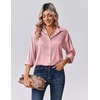Zeagoo Womens Tops Long Sleeve Satin Silk Button Down Shirts Dressy Blouses(Pink)