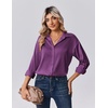 Zeagoo Womens Tops Long Sleeve Satin Silk Button Down Shirts Dressy Blouses(Purple 2)