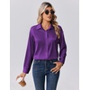 Zeagoo Womens Tops Long Sleeve Satin Silk Button Down Shirts Dressy Blouses(Purple)
