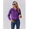 Zeagoo Womens Tops Long Sleeve Satin Silk Button Down Shirts Dressy Blouses(Purple)