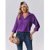Zeagoo Womens Tops Long Sleeve Satin Silk Button Down Shirts Dressy Blouses(Purple)
