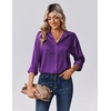 Zeagoo Womens Tops Long Sleeve Satin Silk Button Down Shirts Dressy Blouses(Purple)