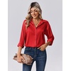 Zeagoo Womens Tops Long Sleeve Satin Silk Button Down Shirts Dressy Blouses(Red)
