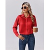 Zeagoo Womens Tops Long Sleeve Satin Silk Button Down Shirts Dressy Blouses(Red)