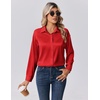 Zeagoo Womens Tops Long Sleeve Satin Silk Button Down Shirts Dressy Blouses(Red)
