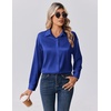 Zeagoo Womens Tops Long Sleeve Satin Silk Button Down Shirts Dressy Blouses(Royal Blue)
