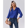 Zeagoo Womens Tops Long Sleeve Satin Silk Button Down Shirts Dressy Blouses(Royal Blue)