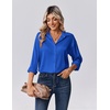 Zeagoo Womens Tops Long Sleeve Satin Silk Button Down Shirts Dressy Blouses(Royal Blue)