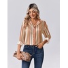 Zeagoo Womens Tops Long Sleeve Satin Silk Button Down Shirts Dressy Blouses(Stripes 720)