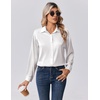 Zeagoo Womens Tops Long Sleeve Satin Silk Button Down Shirts Dressy Blouses(White)