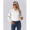 Zeagoo Womens Tops Long Sleeve Satin Silk Button Down Shirts Dressy Blouses(White)