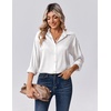 Zeagoo Womens Tops Long Sleeve Satin Silk Button Down Shirts Dressy Blouses(White)