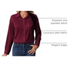 Zeagoo Womens Tops Long Sleeve Satin Silk Button Down Shirts Dressy Blouses(Wine Red)