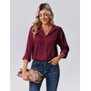 Zeagoo Womens Tops Long Sleeve Satin Silk Button Down Shirts Dressy Blouses(Wine Red)