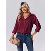 Zeagoo Womens Tops Long Sleeve Satin Silk Button Down Shirts Dressy Blouses(Wine Red)