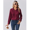 Zeagoo Womens Tops Long Sleeve Satin Silk Button Down Shirts Dressy Blouses(Wine Red)