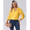 Zeagoo Womens Tops Long Sleeve Satin Silk Button Down Shirts Dressy Blouses(Yellow)