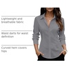 Zeagoo Women’s Wrinkle Free Button Down Shirts Long Sleeve Business Tops(Grey)