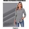 Zeagoo Women’s Wrinkle Free Button Down Shirts Long Sleeve Business Tops(Grey)