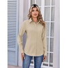 Zeagoo Women’s Wrinkle Free Button Down Shirts Long Sleeve Business Tops(Khaki)