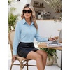 Zeagoo Women’s Wrinkle Free Button Down Shirts Long Sleeve Business Tops(Light Blue)