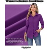 Zeagoo Women’s Wrinkle Free Button Down Shirts Long Sleeve Business Tops(Purple)