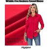 Zeagoo Women’s Wrinkle Free Button Down Shirts Long Sleeve Business Tops(Red)