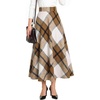 Zeagoo Plaid Skirts for Women Elastic Waist Aline Tartan Skirt with Pockets(Plaid Brown)