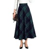 Zeagoo Plaid Skirts for Women Elastic Waist Aline Tartan Skirt with Pockets(Plaid Green)
