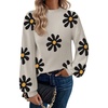 Zeagoo Sweaters for Women Fall Fashion 2025 Trendy Long Sleeve Turtleneck Pullover Lantern Knit Sweater Tops(Apricot-flower)
